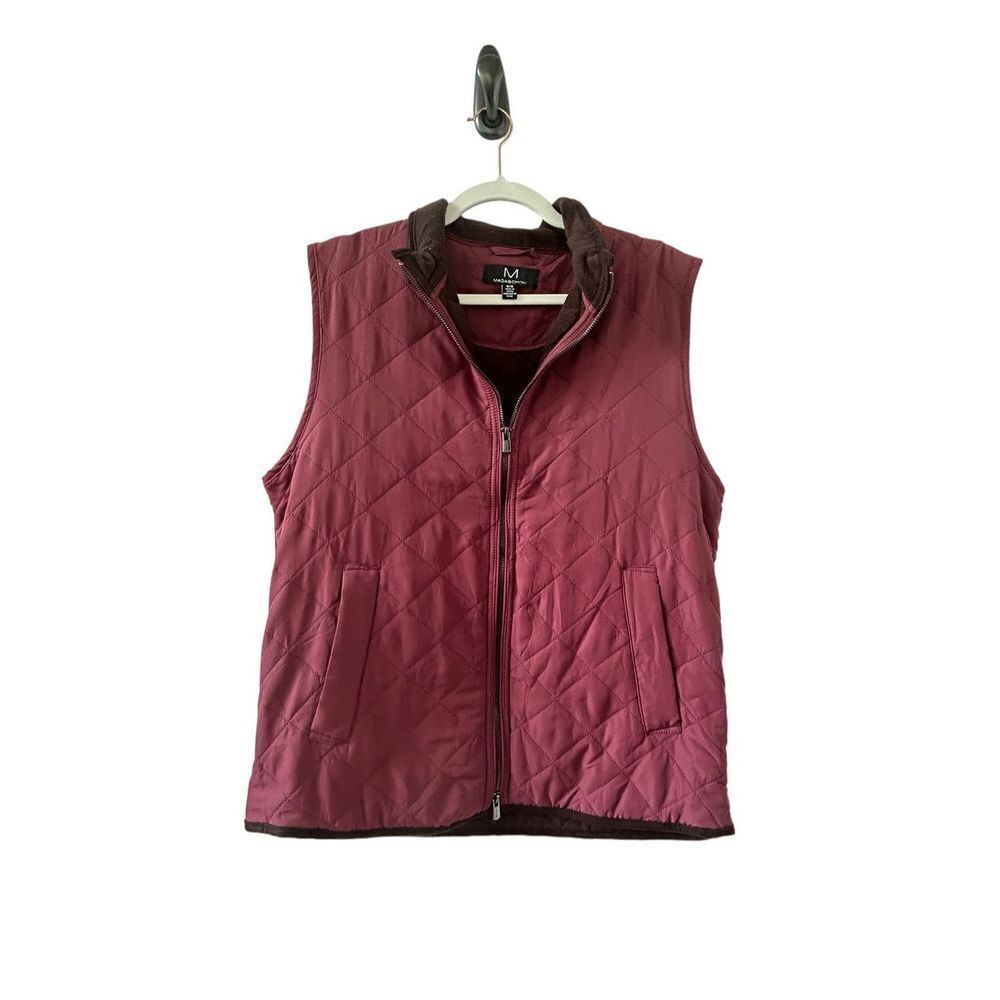 Magaschoni Full Zip Diamond Quilted Vest Women’s Maroon Size Medium